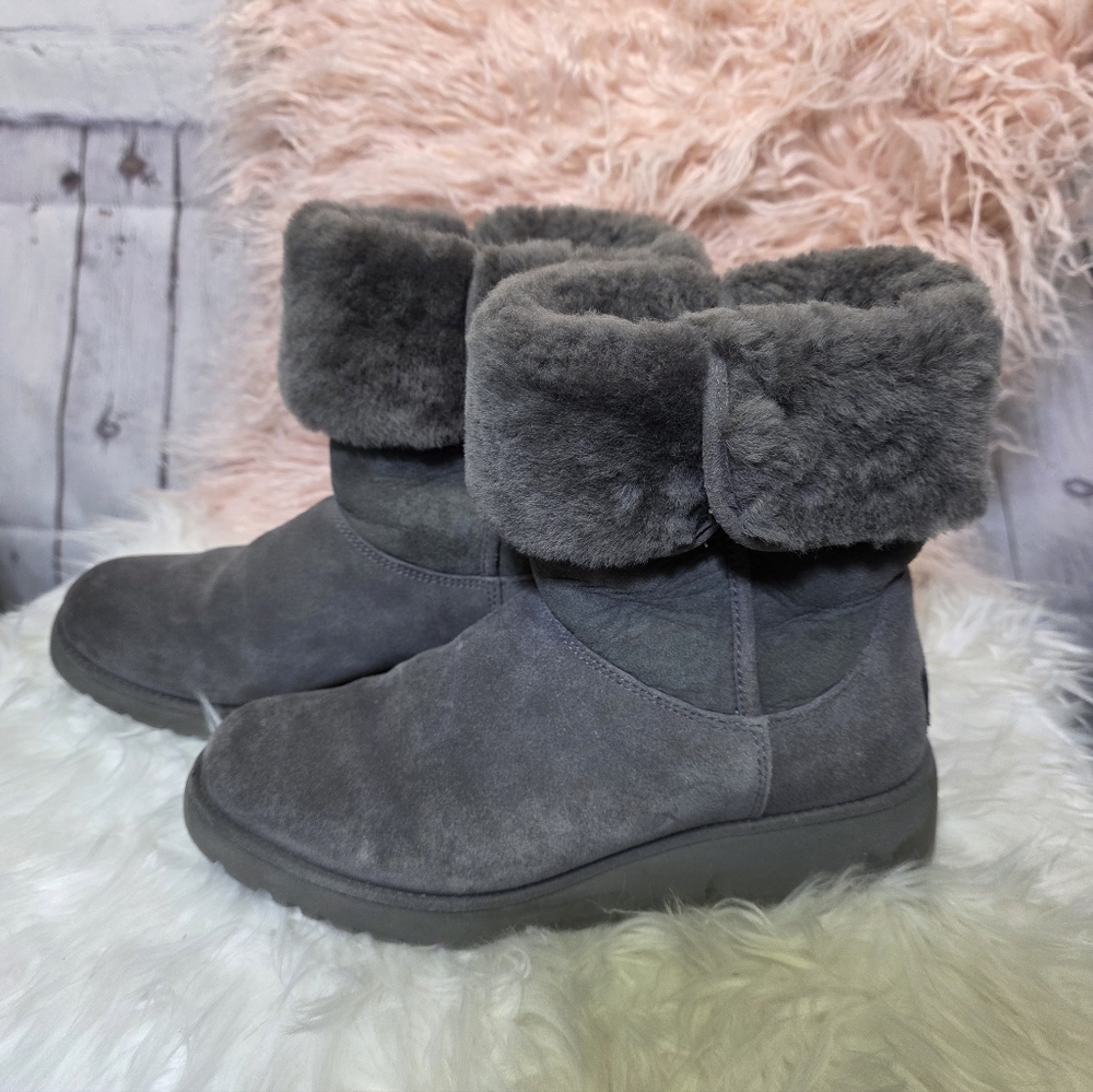 UGG Gray Suede Leather With Shearling Boots